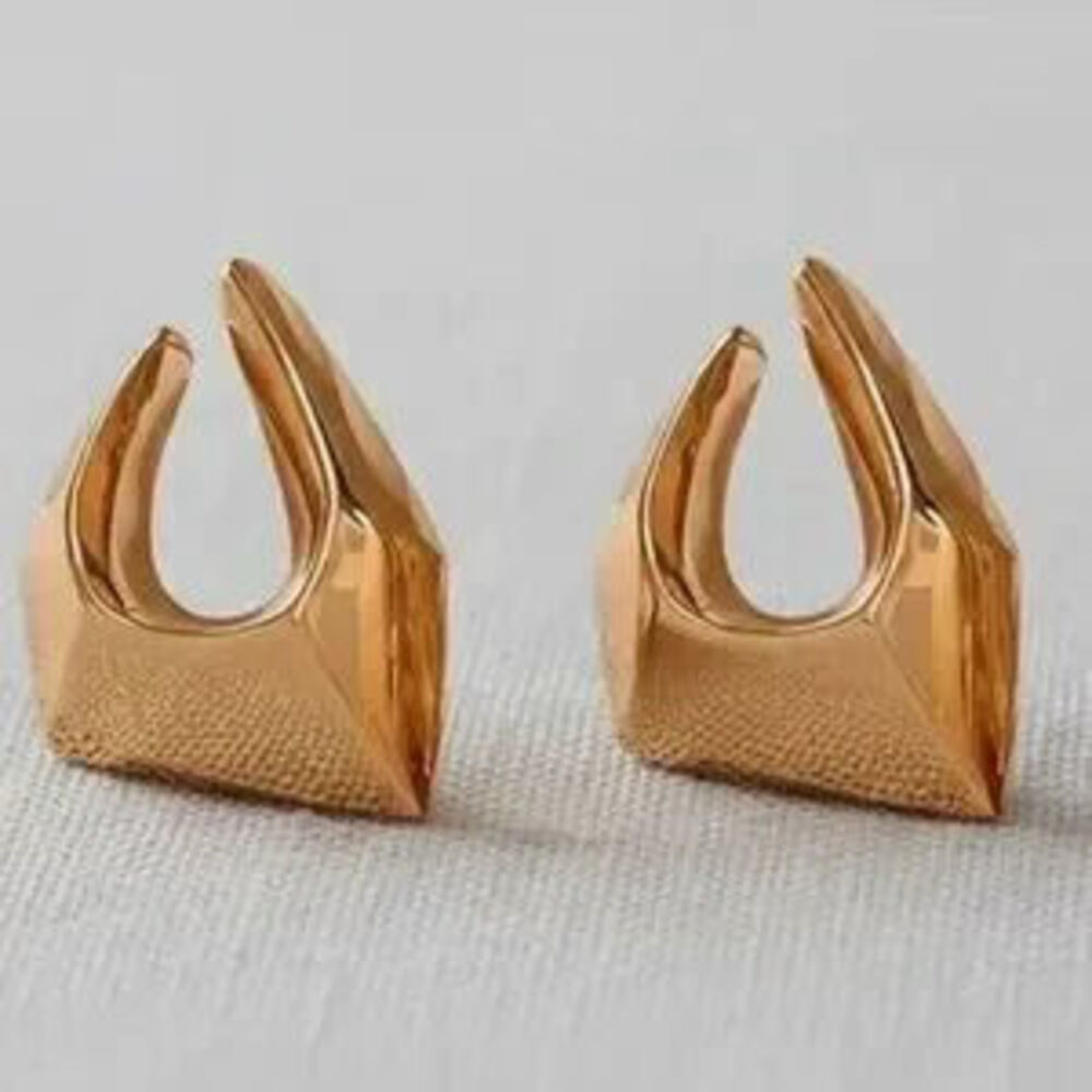 Gold Oversized Geometric Earrings ( 7714) - Picture 1 of 3